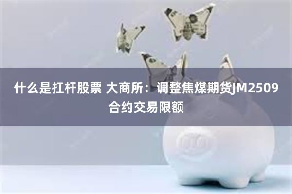 什么是扛杆股票 大商所：调整焦煤期货JM2509合约交易限额